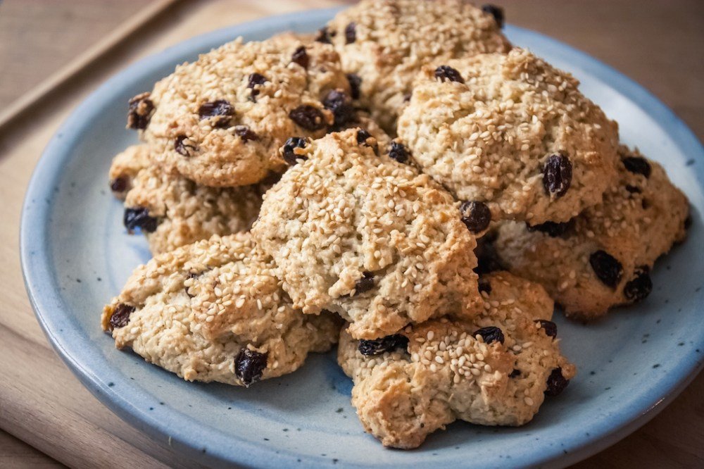 cookies véganes tahin raisin